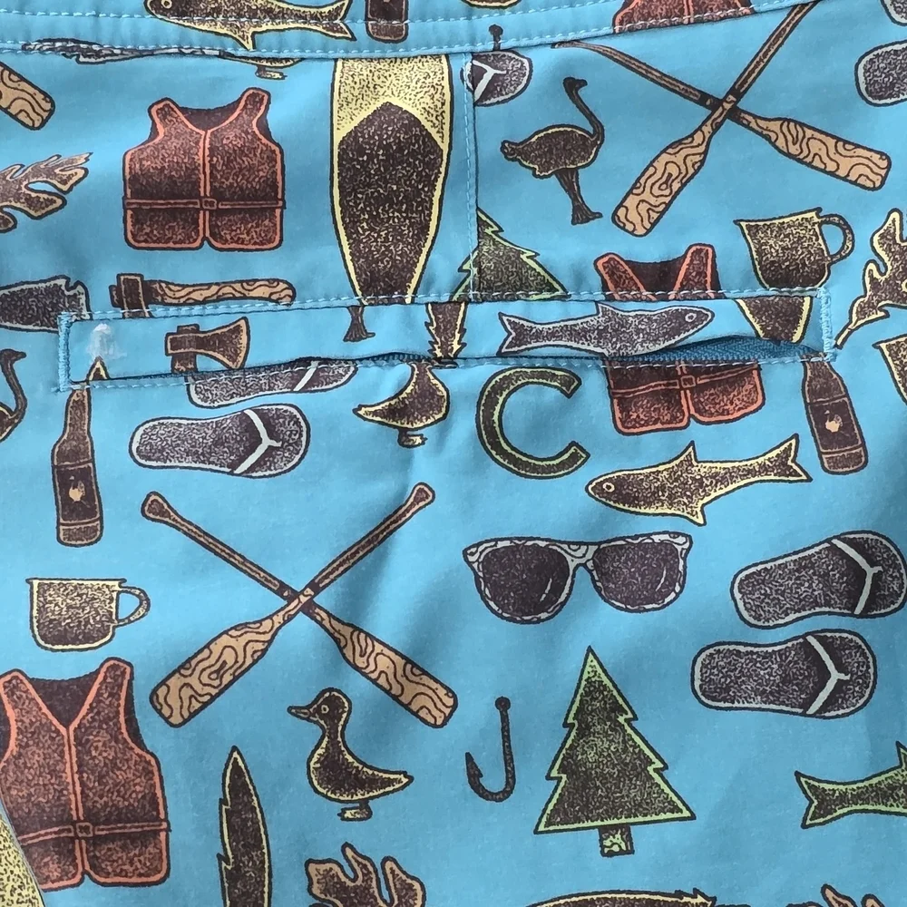 Blue Patterned Swim Shorts